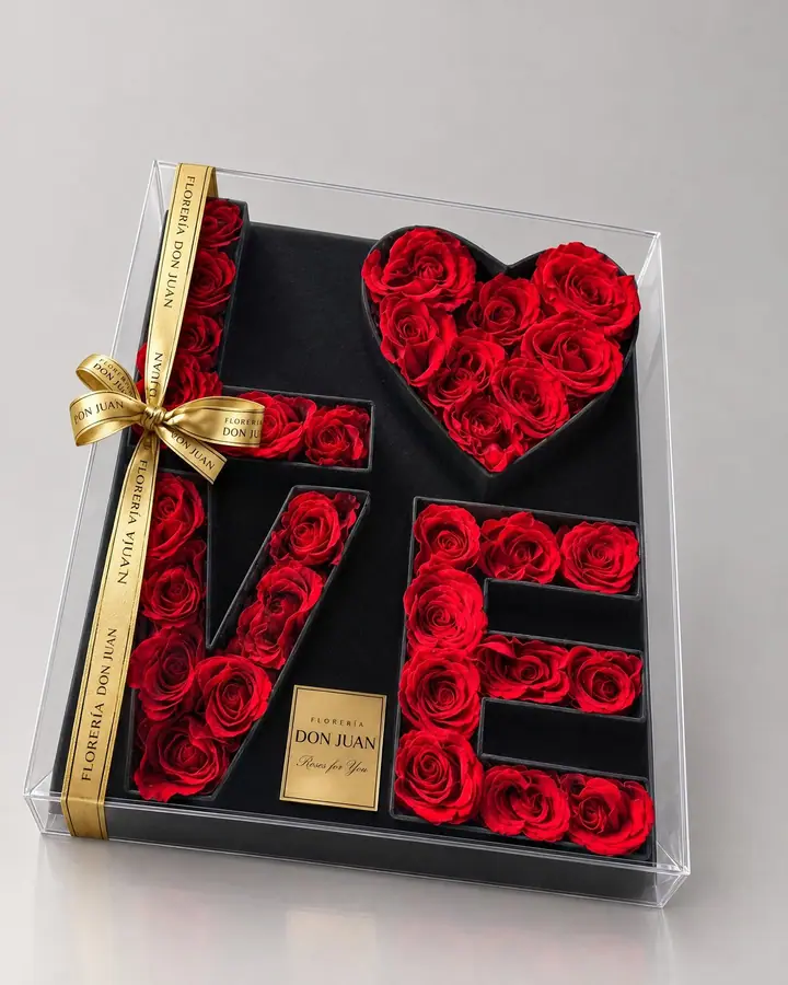 Love — Cajas de lujo de Florería Don Juan, fotografía studio