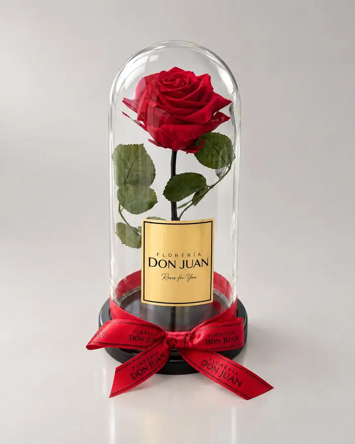 Rosa cúpula roja — Rosas eternas de Florería Don Juan, fotografía studio