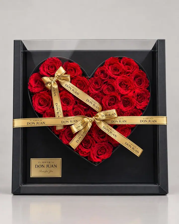 Caja corazón — Corazones de Florería Don Juan, fotografía studio — vista de frente