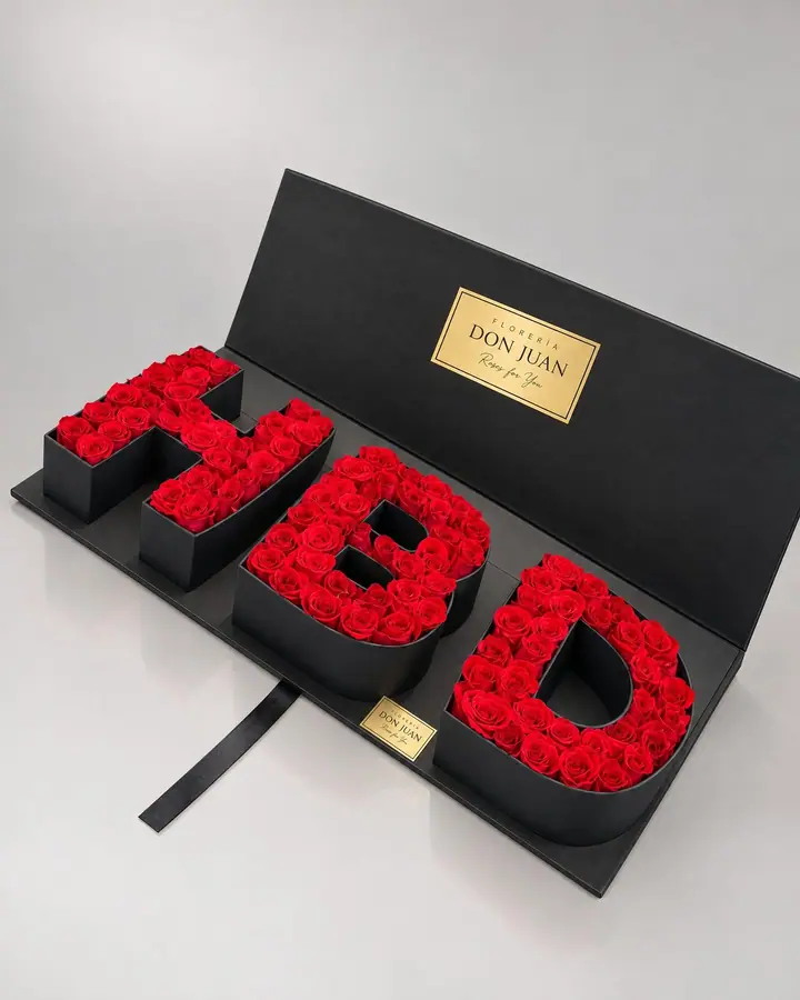 HBD rosas — Cajas de lujo de Florería Don Juan, fotografía studio