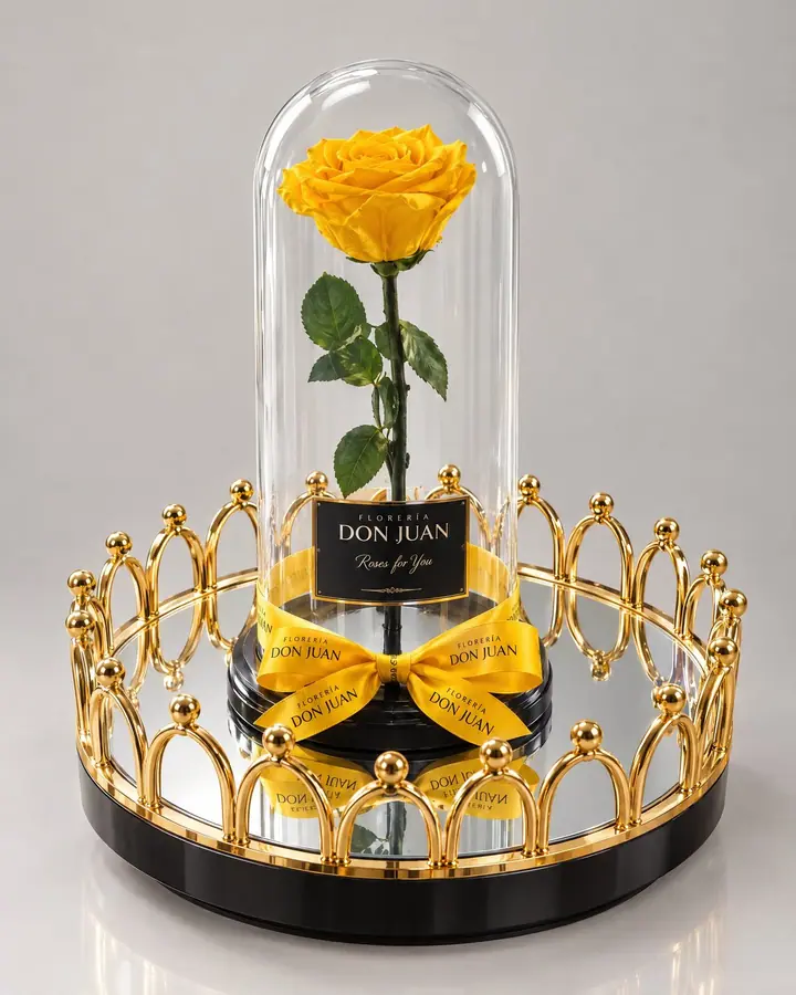 Cúpula amarilla — Rosas eternas de Florería Don Juan, fotografía studio