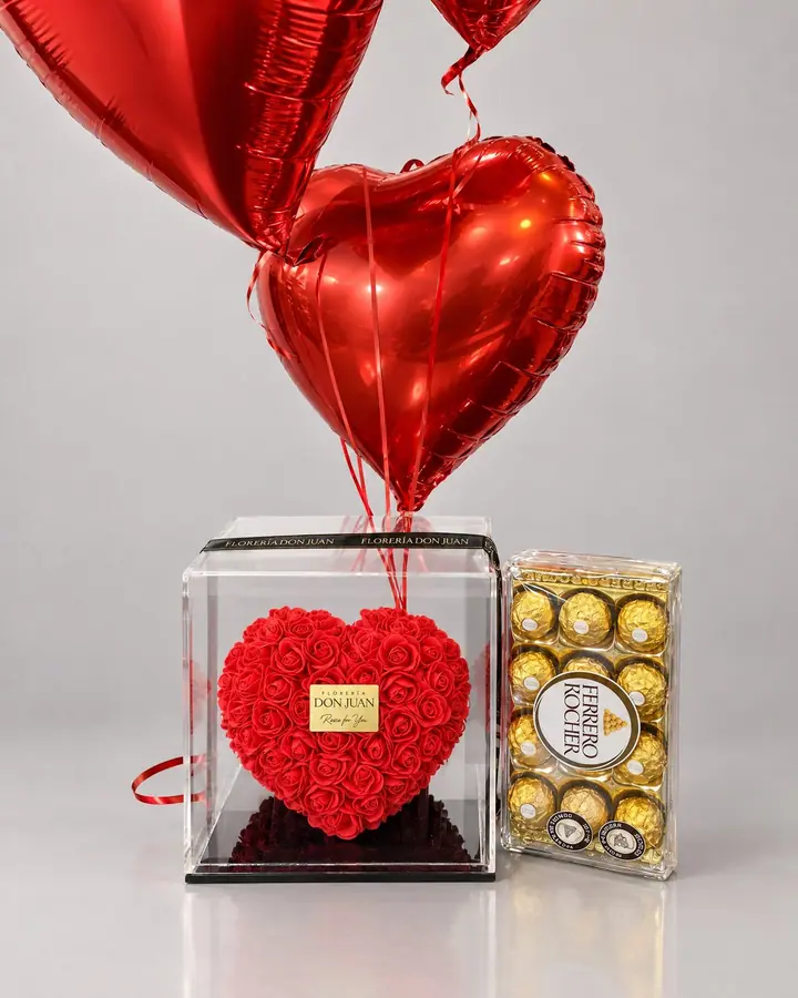 Combo corazón y Ferrero — Corazones de Florería Don Juan, fotografía studio