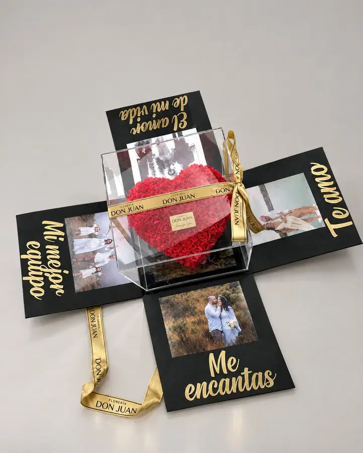 Corazón en caja sorpresa — Corazones de Florería Don Juan, fotografía studio