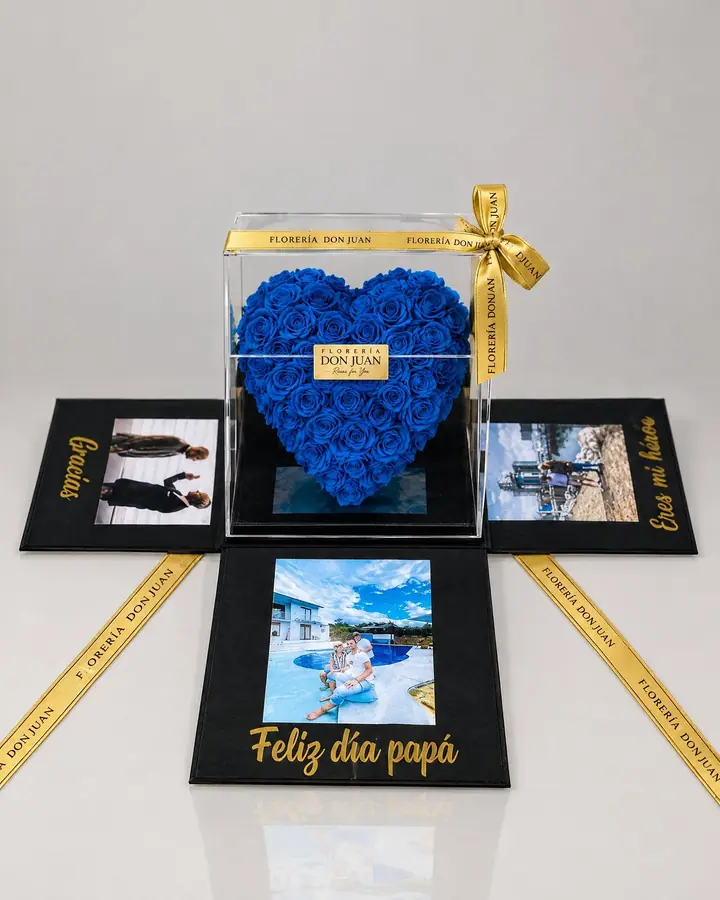 Corazón azul 💙 para Papá — Corazones de Florería Don Juan, fotografía studio — vista de frente