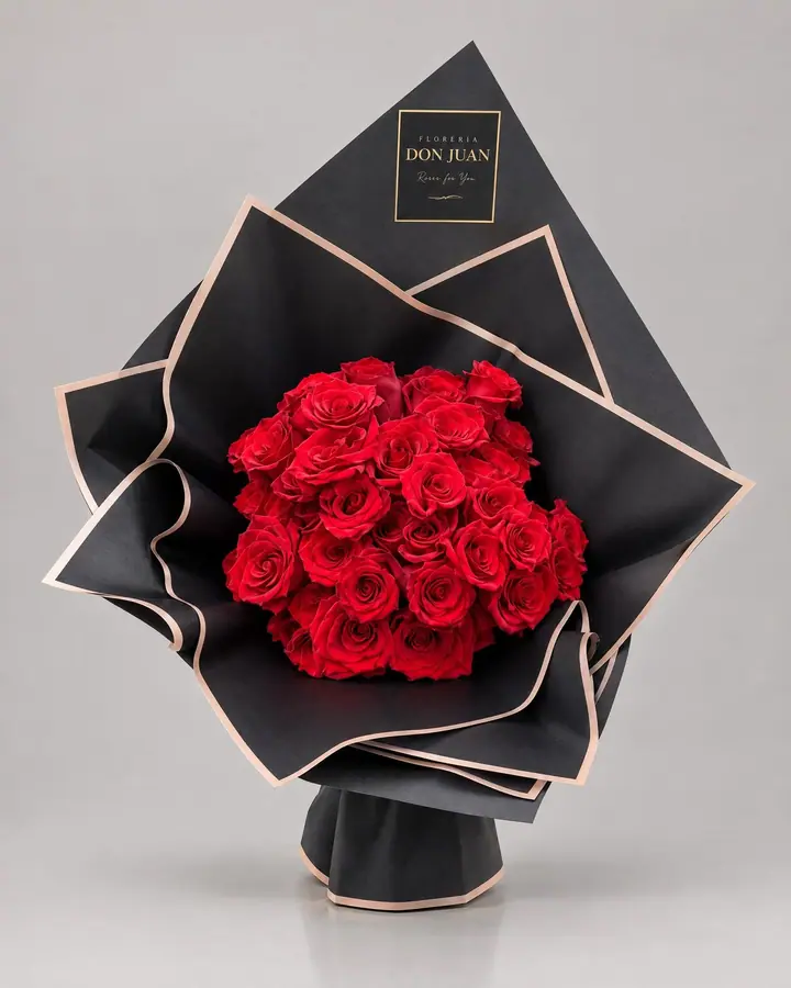 Cono 24 rosas — Ramos y buchones de Florería Don Juan, fotografía studio — vista de frente