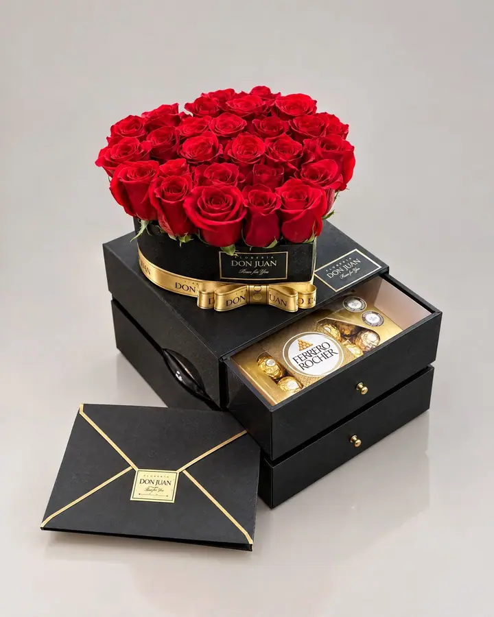 Corazón con Cajon de Ferrero — Corazones de Florería Don Juan, fotografía studio