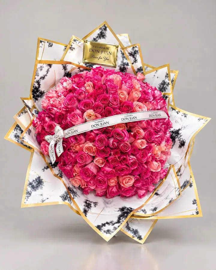 Ramo Buchon y rosado — Ramos y buchones de Florería Don Juan, fotografía studio