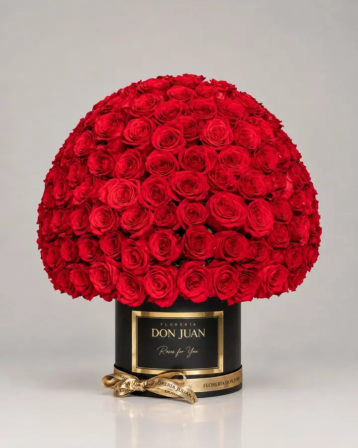 Bouquet  Don Juan con 200 rosas — Ramos y buchones de Florería Don Juan, fotografía studio — vista de frente