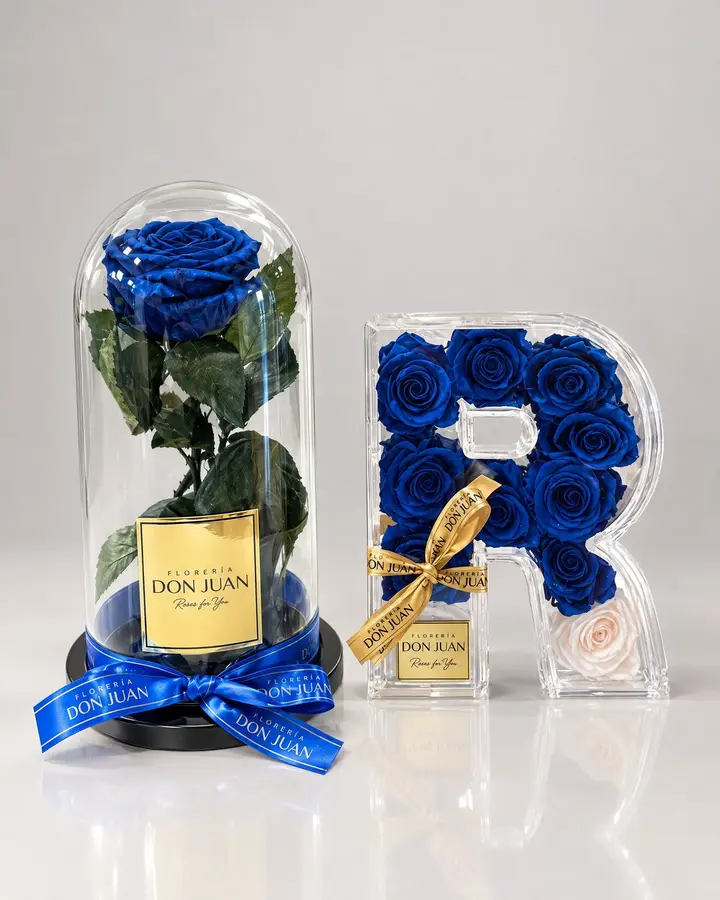 Letras en acrílico — Iniciales y nombres de Florería Don Juan, fotografía studio