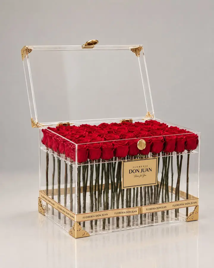 Cofre de rosas 36 rosas — Rosas eternas de Florería Don Juan, fotografía studio