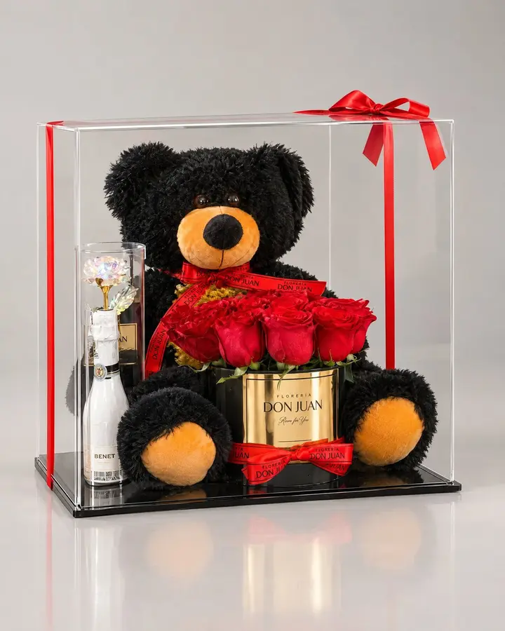 Box acrílico Deluxe 50 cm — Combos de celebración de Florería Don Juan, fotografía studio