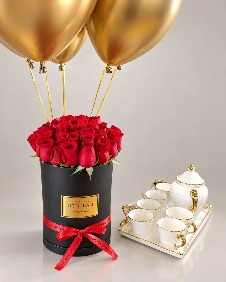 Cilindro alto con bombas — Combos de celebración de Florería Don Juan, fotografía studio