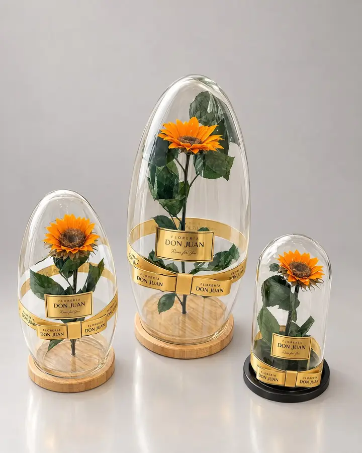 Girasoles preservados — Girasoles y amarillas de Florería Don Juan, fotografía studio