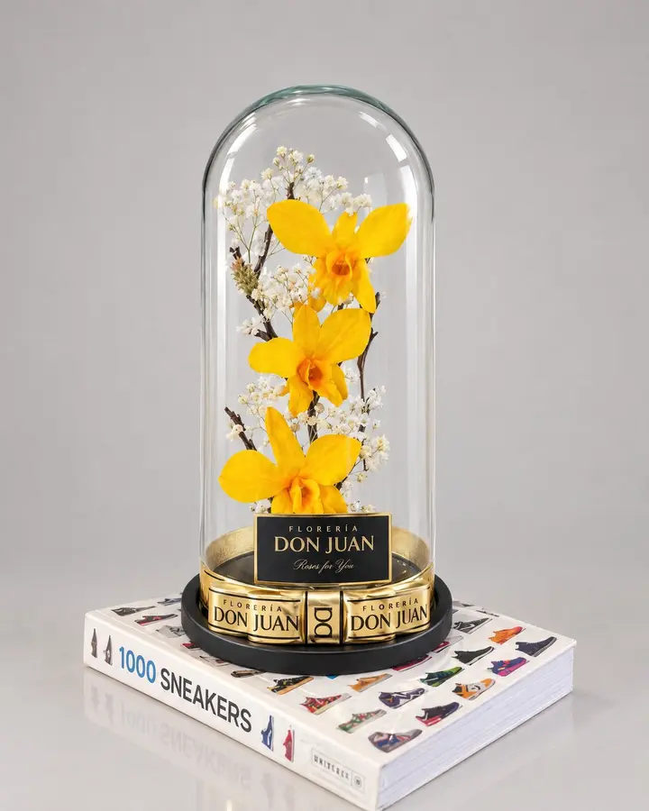 Orquídea preservada — Rosas eternas de Florería Don Juan, fotografía studio — vista de frente