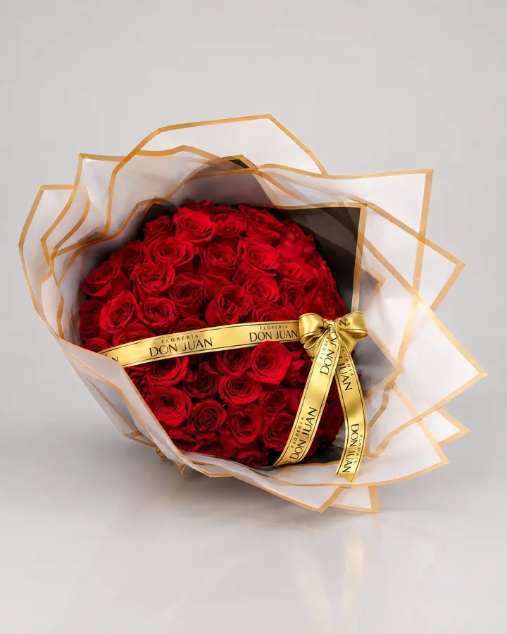 Bouquet en cono de 24 rosas — Ramos y buchones de Florería Don Juan, fotografía studio
