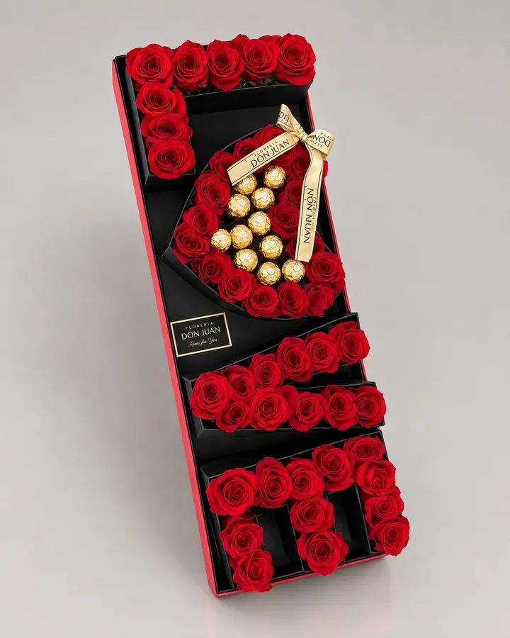 love con Ferreros — Cajas de lujo de Florería Don Juan, fotografía studio