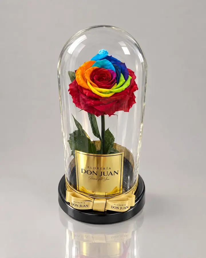 Cúpula arcoíris — Rosas eternas de Florería Don Juan, fotografía studio