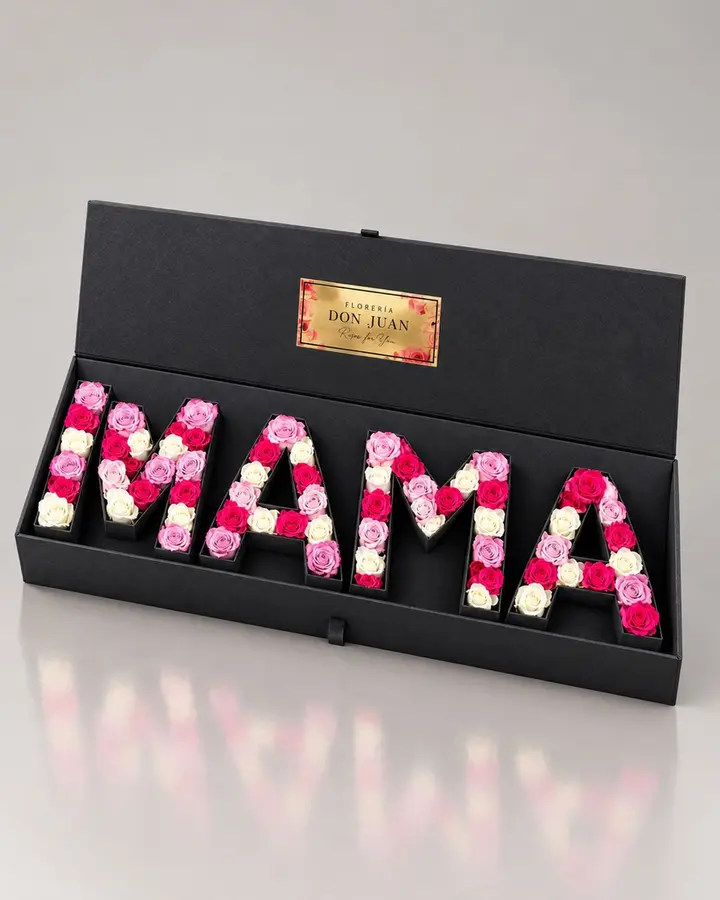 Caja con el nombre — Cajas de lujo de Florería Don Juan, fotografía studio