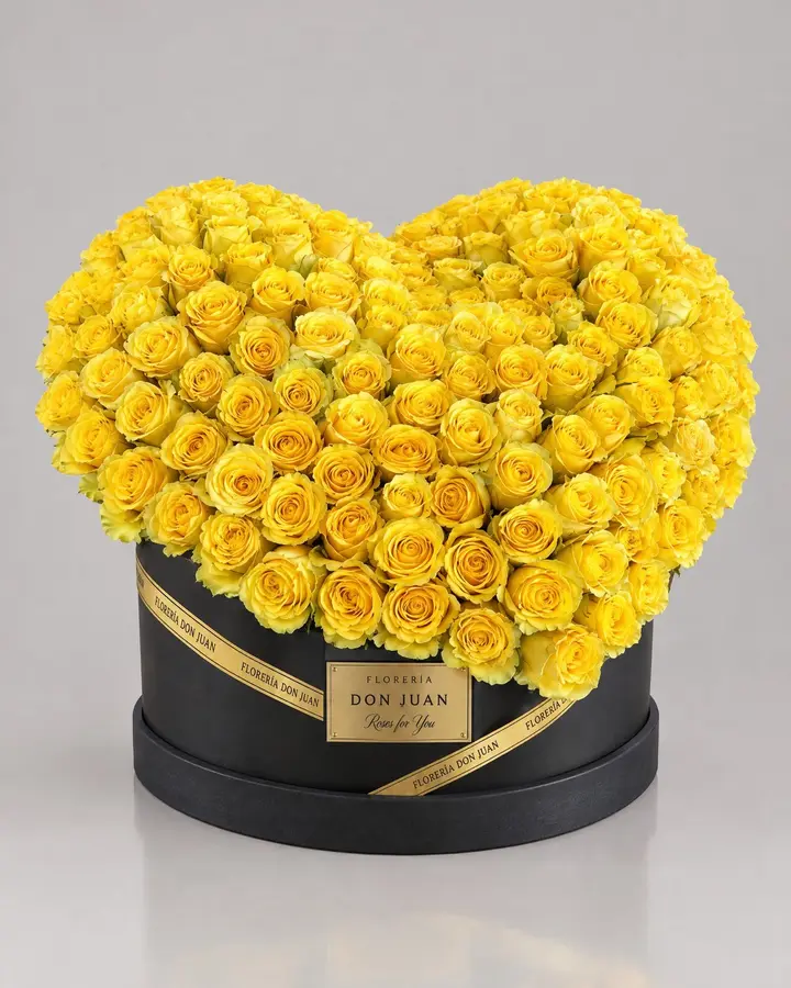 Corazón En 3 D amarillo exportación — Corazones de Florería Don Juan, fotografía studio — vista de frente