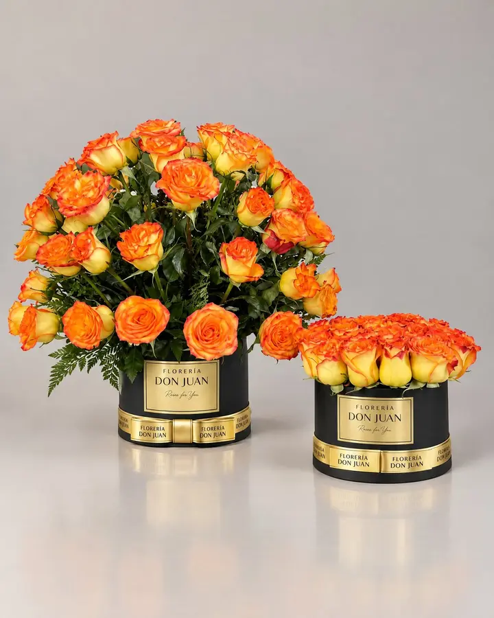 Ramo redondo 75 rosas — Girasoles y amarillas de Florería Don Juan, fotografía studio — vista de frente