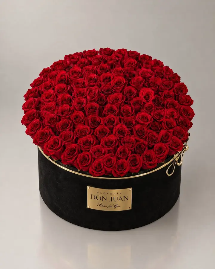 Cilindro 150 rosas — Ramos y buchones de Florería Don Juan, fotografía studio