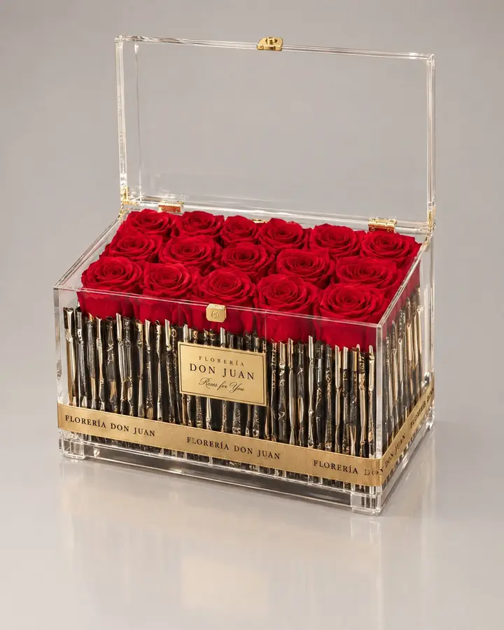 Cofre 20 rosas eternas — Rosas eternas de Florería Don Juan, fotografía studio