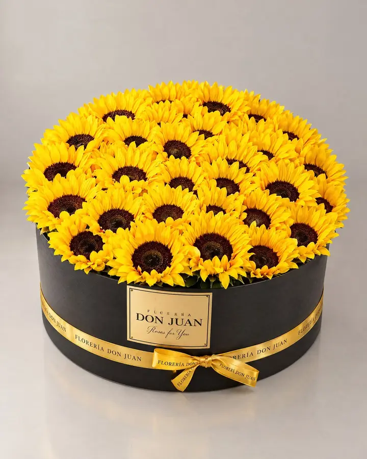Círculo grande de girasoles — Girasoles y amarillas de Florería Don Juan, fotografía studio