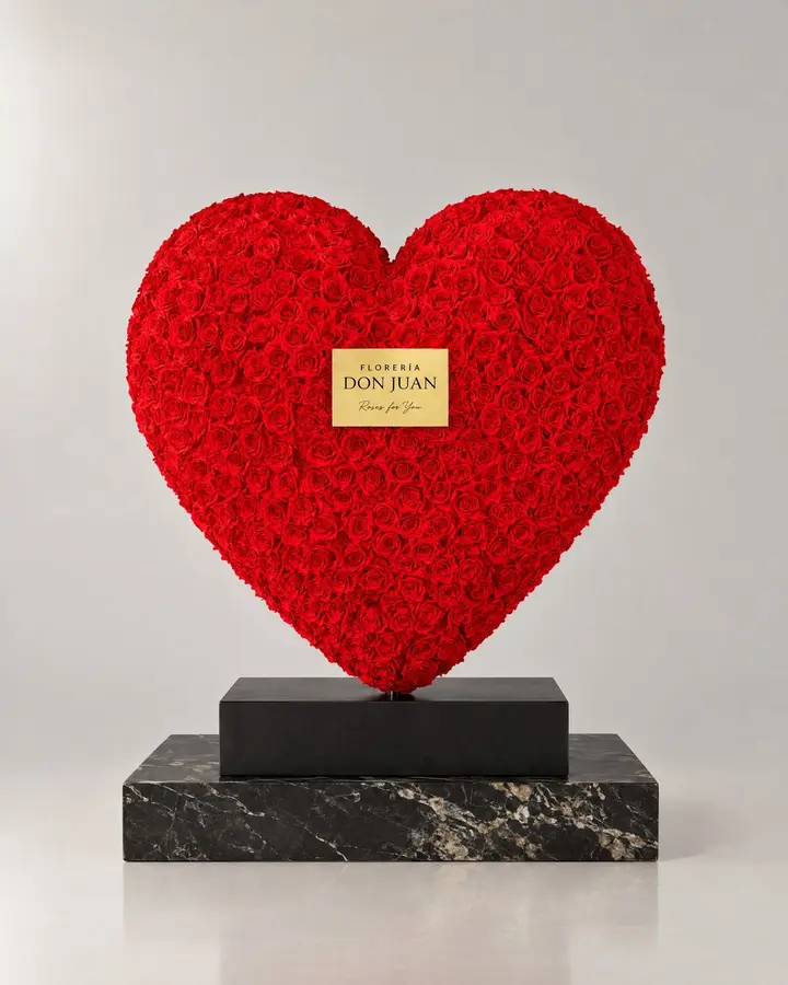 Corazón gigante — Teddys y figuras de Florería Don Juan, fotografía studio — vista de frente