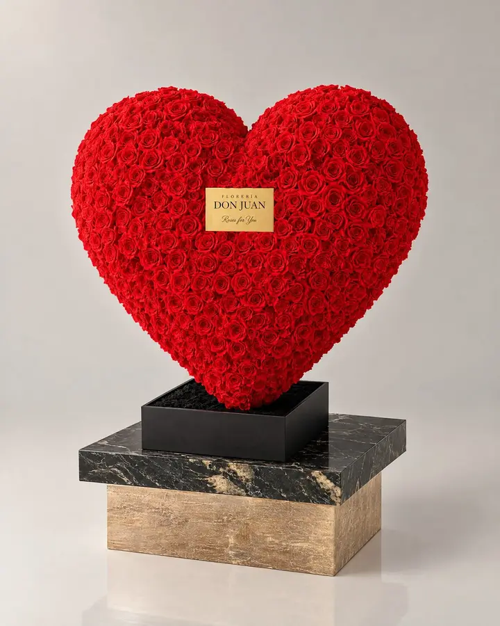 Corazón gigante — Teddys y figuras de Florería Don Juan, fotografía studio