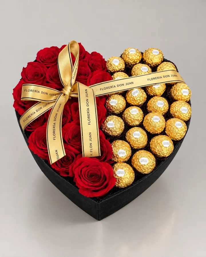 Rosas y Ferrero — Corazones de Florería Don Juan, fotografía studio