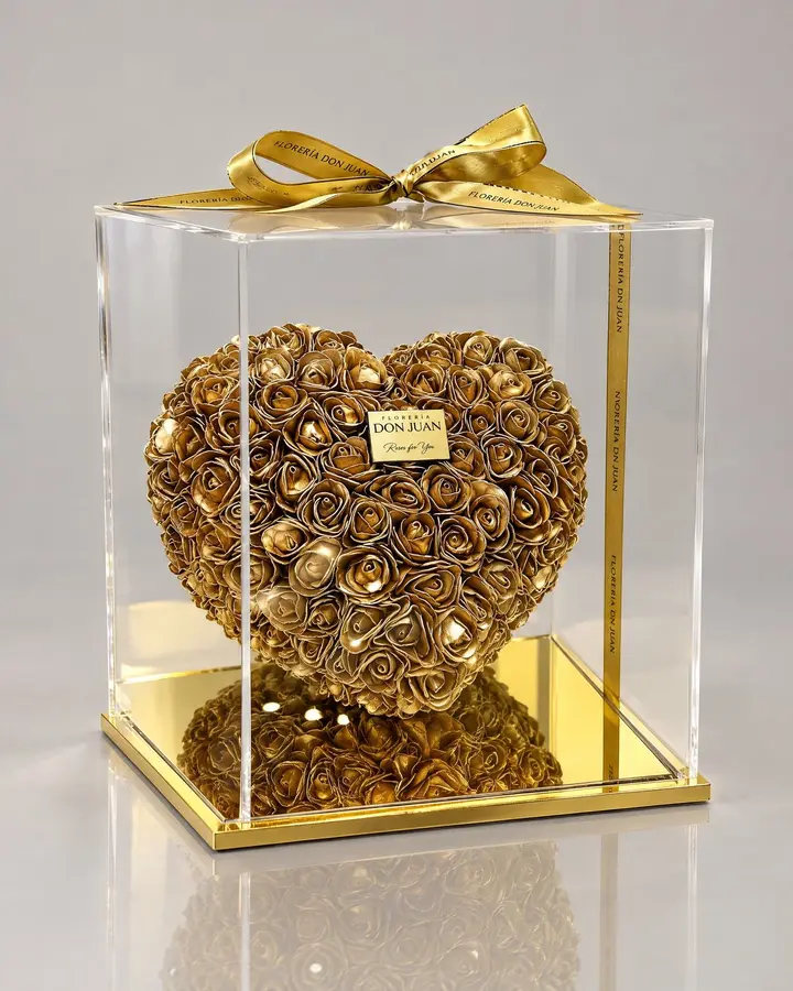 Corazón dorado — Corazones de Florería Don Juan, fotografía studio