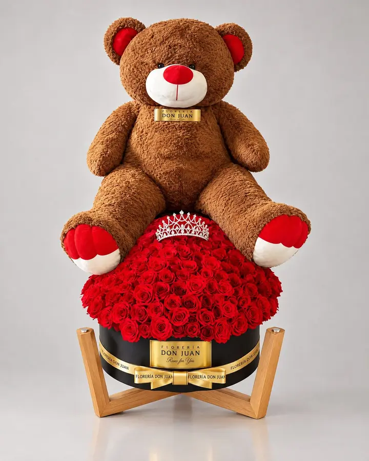 Oso gigante — Teddys y figuras de Florería Don Juan, fotografía studio — vista de frente