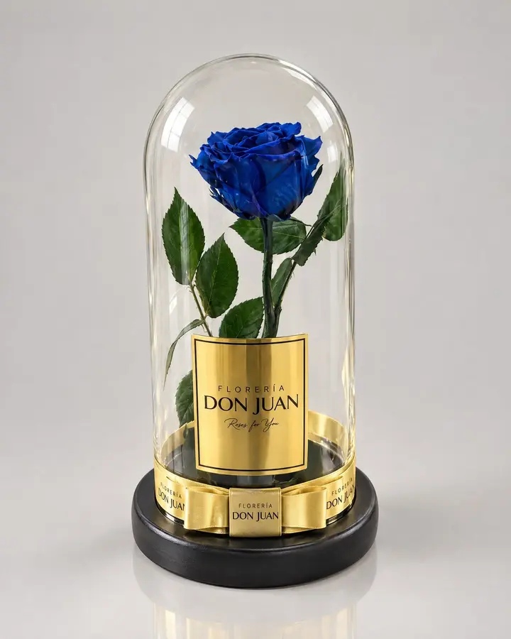 Rosa preservada azul — Rosas eternas de Florería Don Juan, fotografía studio