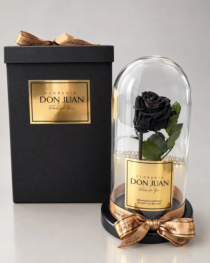 Rosa mística negra — Rosas eternas de Florería Don Juan, fotografía studio