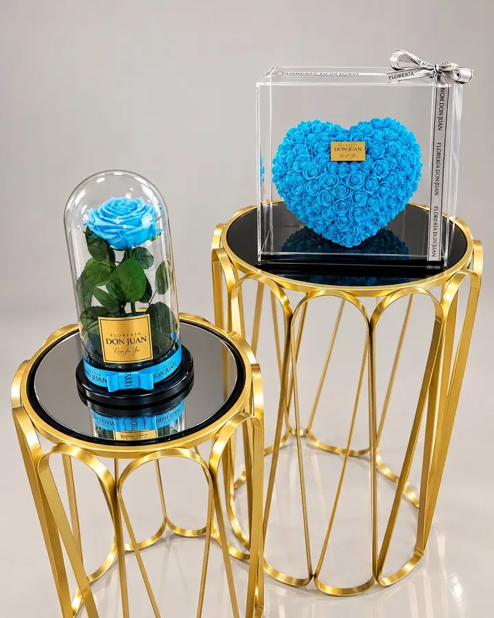 Corazón y rosa preservada — Corazones de Florería Don Juan, fotografía studio