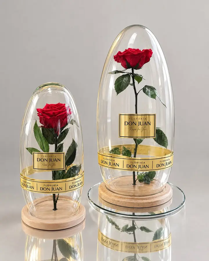 Rosa bala 35 cm — Rosas eternas de Florería Don Juan, fotografía studio