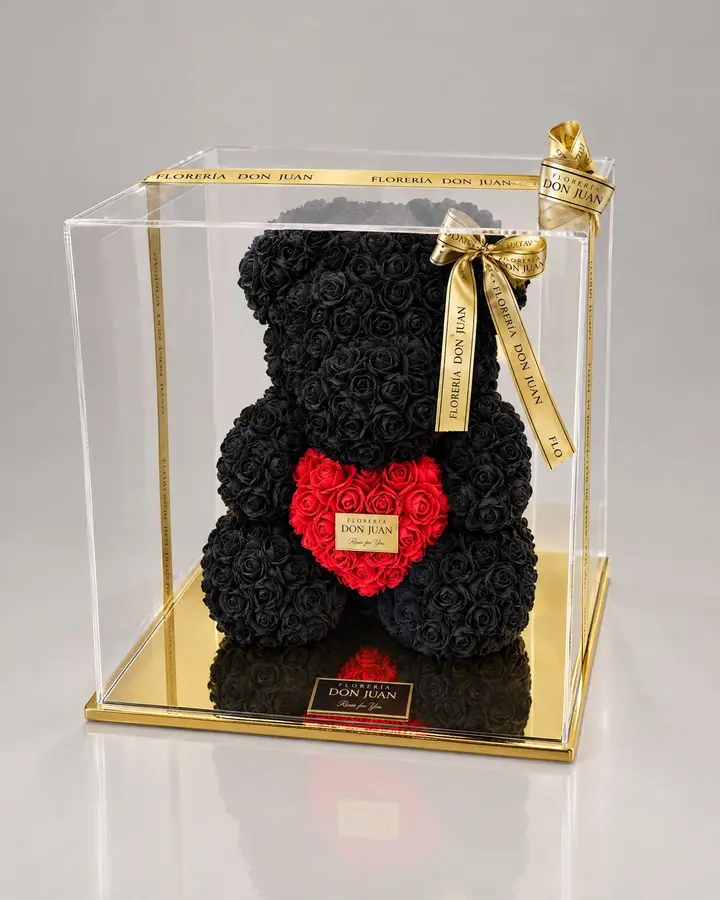 Teddy Deluxe negro — Teddys y figuras de Florería Don Juan, fotografía studio