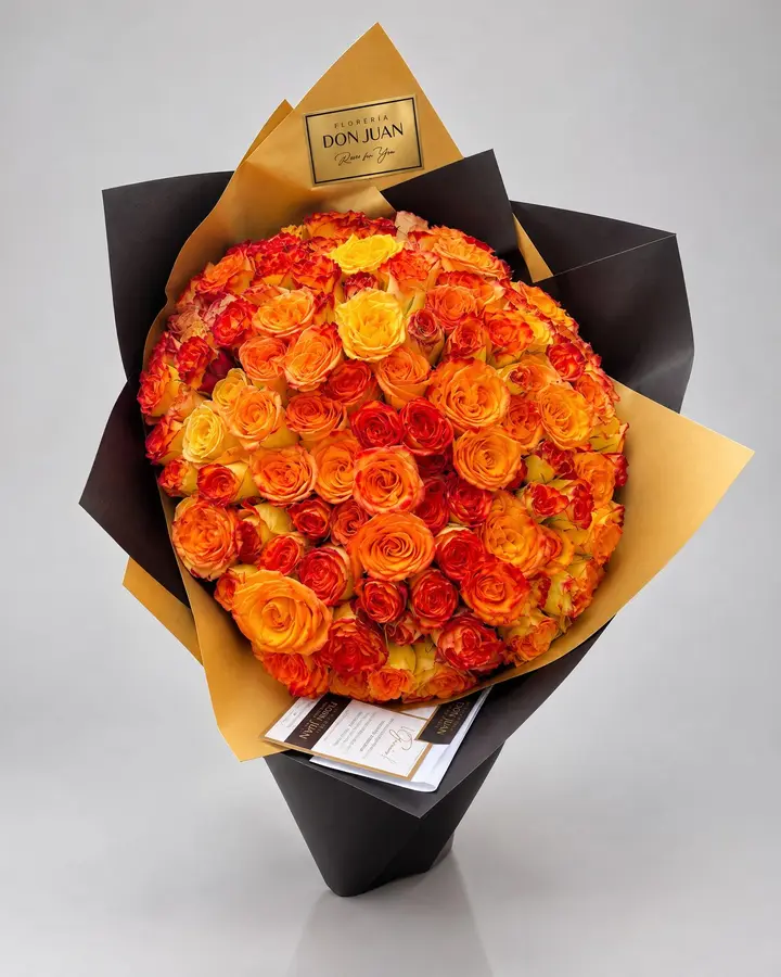 Cono 125 rosas de exportación — Girasoles y amarillas de Florería Don Juan, fotografía studio