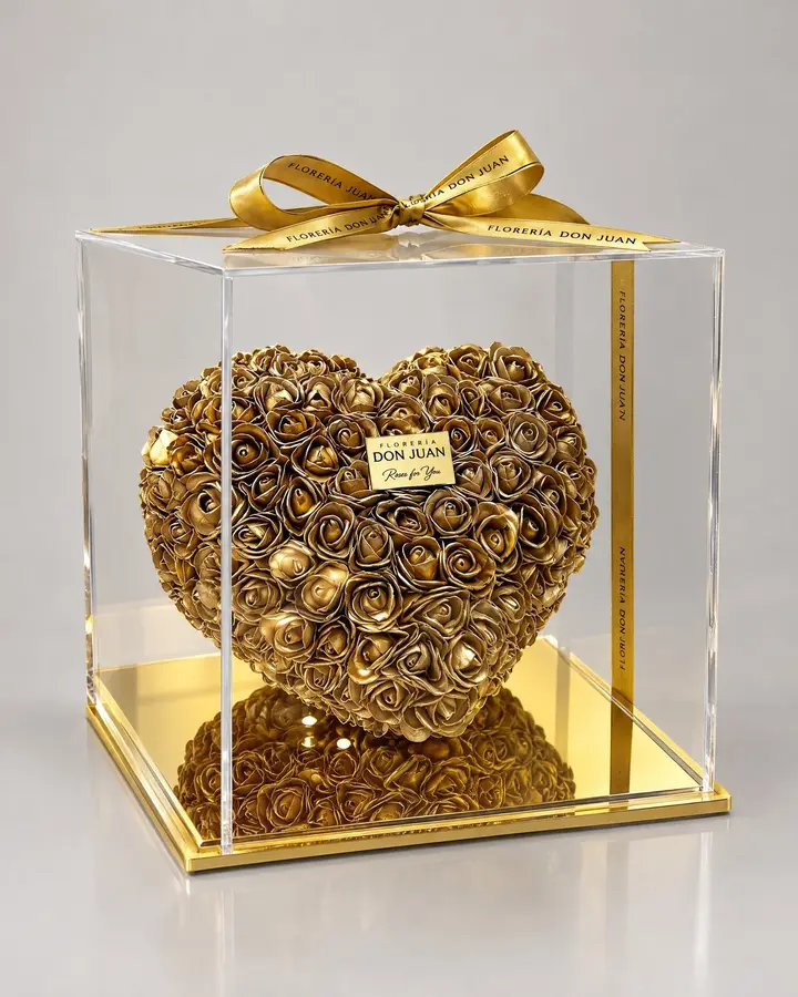 Corazón deluxe oro — Corazones de Florería Don Juan, fotografía studio