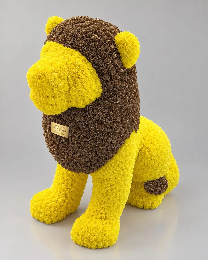 León amarillo — Teddys y figuras de Florería Don Juan, fotografía studio
