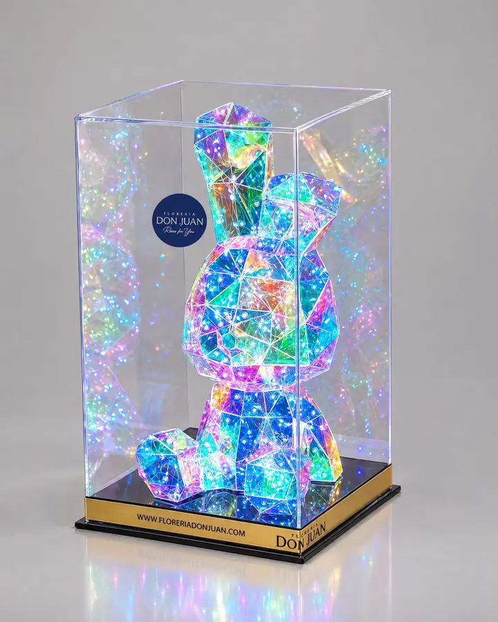 Conejo luminoso — Teddys y figuras de Florería Don Juan, fotografía studio